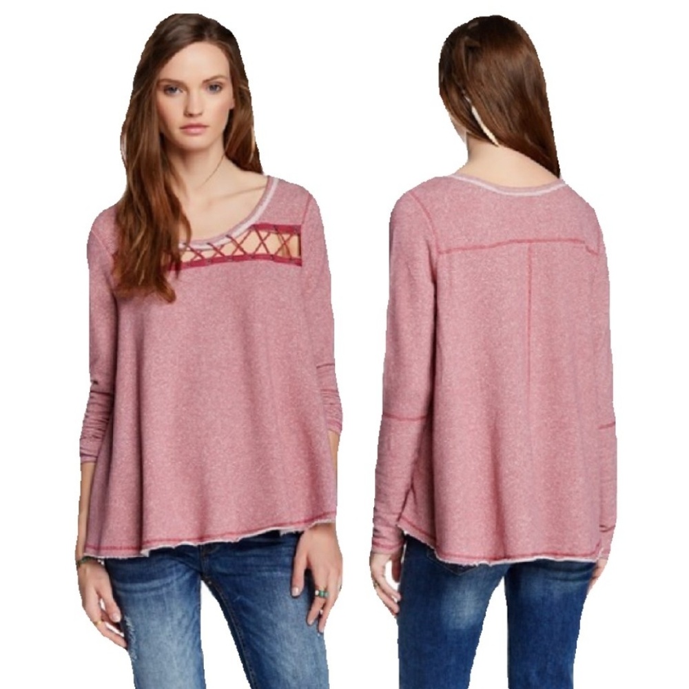 Free People | Lace up sweatshirt S